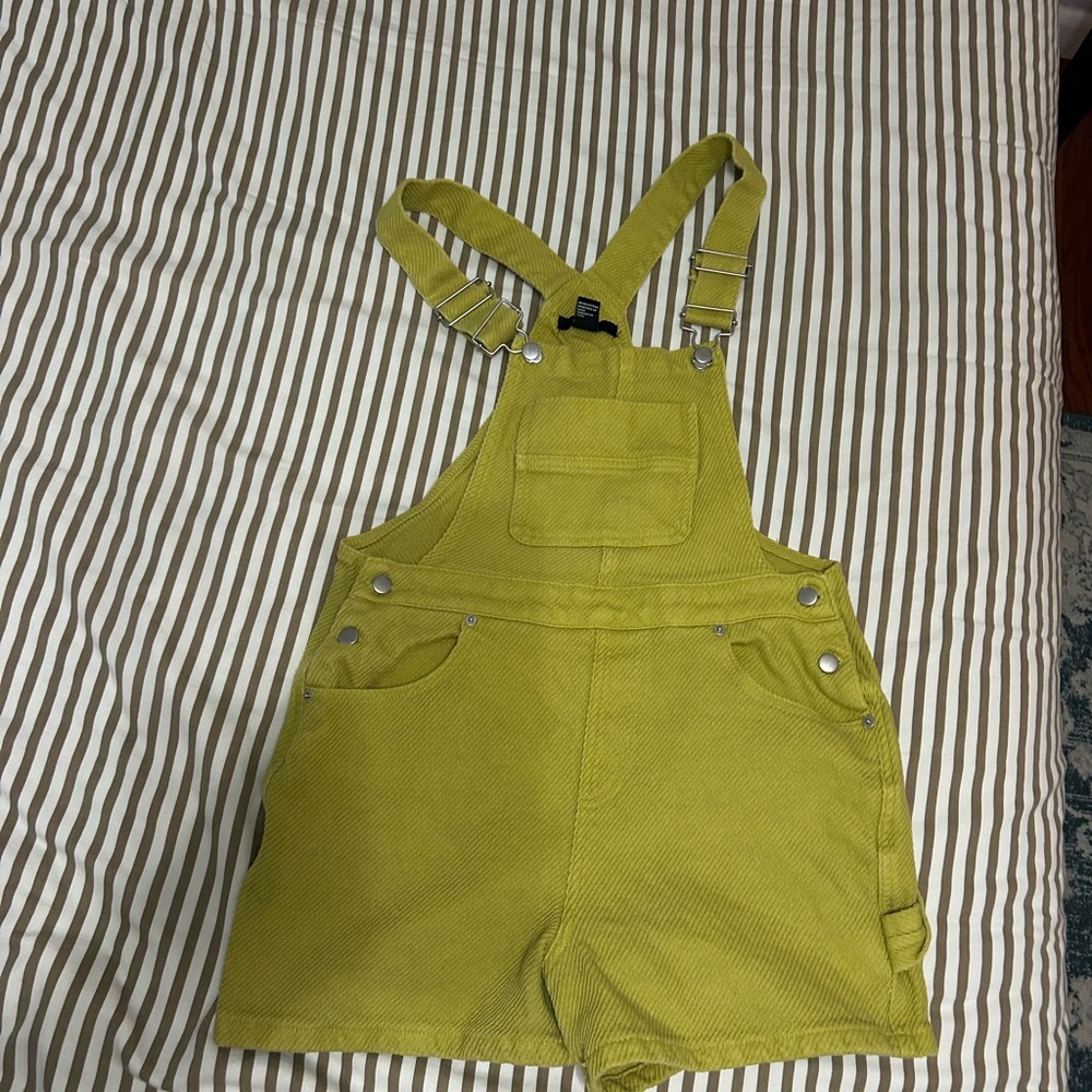 Forever 21 lime Corduroy overalls